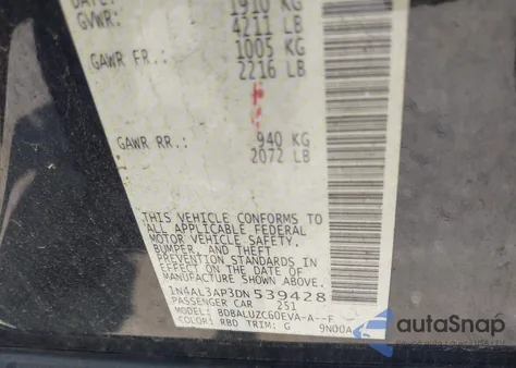 2013 Nissan Altima 2.5 Sv from USA, damaged, VIN 1N4AL3AP3DN539428